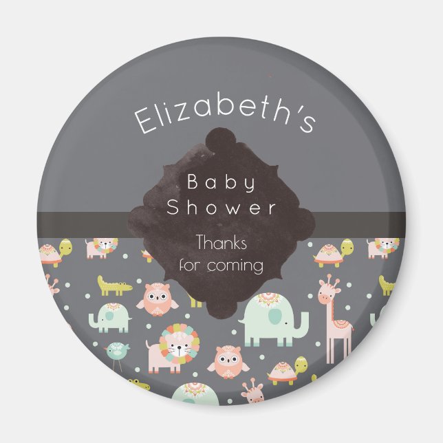 Safari Animals Pattern Nursery Art Baby Shower Magnet (Front)
