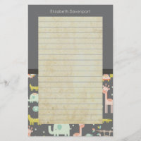 Safari Animals Pattern - Nursery Art Lined