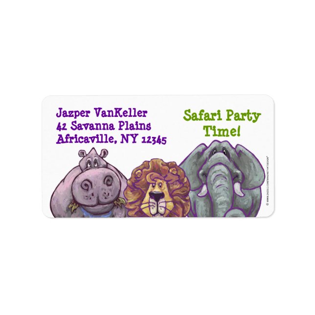 Safari Animals Safari Party Time Address Labels (Front)