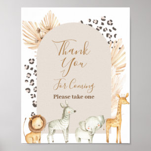 Safari Animals Thank you for coming Favour Sign
