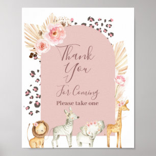 Safari Animals Thank you for coming Favour Sign