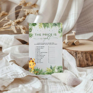 Safari Animals The Right Price Baby Shower Game