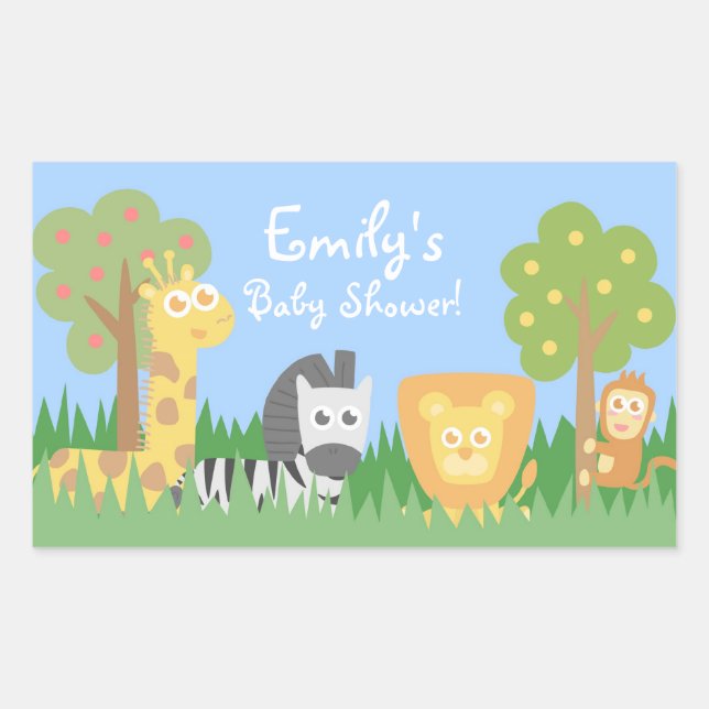 Safari Animals Theme Baby Shower Decorations Rectangular Sticker (Front)