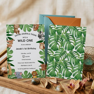 Safari Animals Theme viral Wild One Birthday Invitation