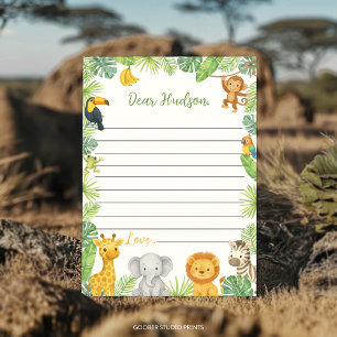 Safari Animals Time Capsule Note Message Card