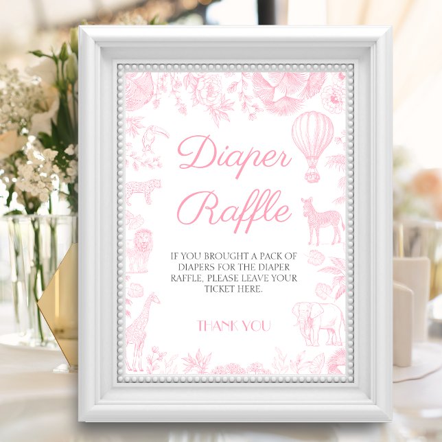 Safari animals Toile de Jouy Diaper raffle Poster (Creator Uploaded)