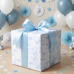 Safari Animals Toile De Jouy  Wrapping Paper