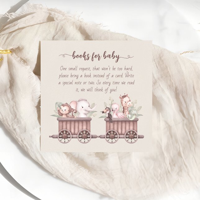Safari Animals Train Baby Shower Book  Enclosure Card (Creator Uploaded)