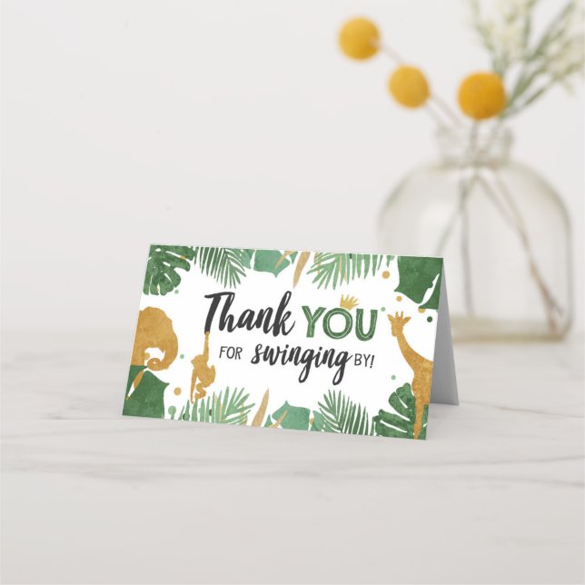 Safari Animals Treat Bag Topper Goodie Tag Gold (Front)