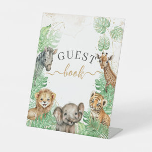 Safari animals Tropical Baby Shower guest book Pedestal Sign
