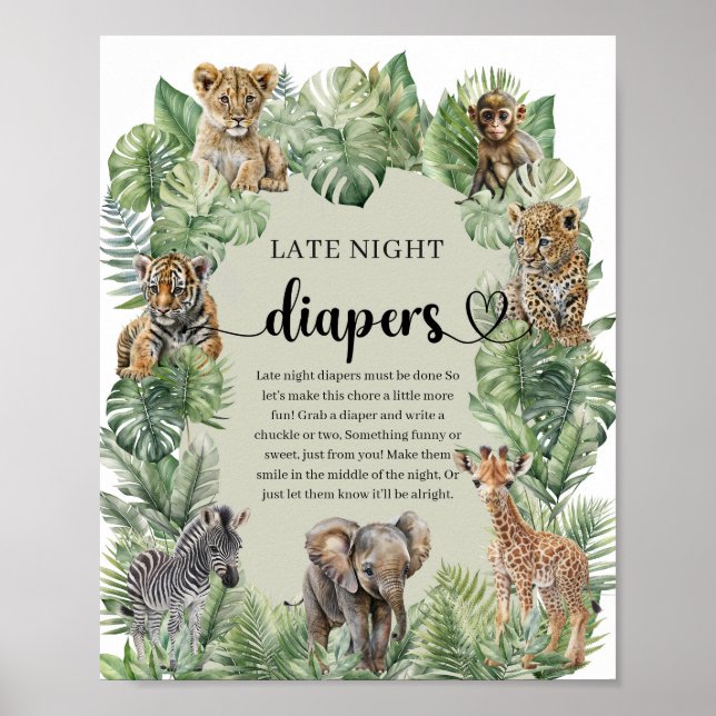 Safari animals Tropical Late Night Diapers game Poster (Front)