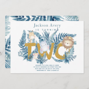 Safari Animals Tropical Second Birthday Invitation
