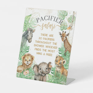Safari animals Tropical Shower pacifier hunt game Pedestal Sign