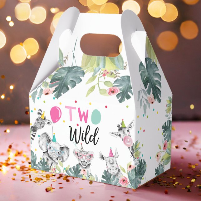 Safari Animals Two Wild Birthday Pink Girl  Favour Box (Creator Uploaded)