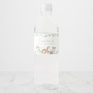 Safari Animals  Water Bottle Label