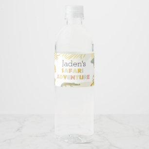 Safari Animals Watercolor Birthday Party  Water Bottle Label