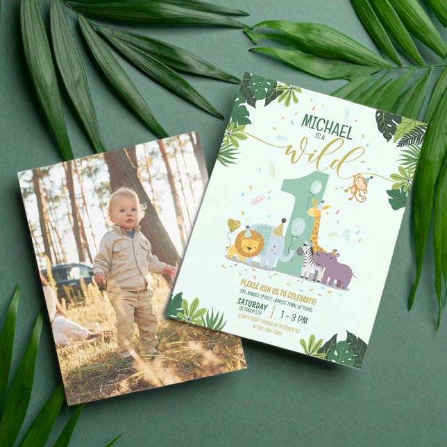 Safari Animals Wild 1 Budget Photo Birthday Invite (Creator Uploaded)