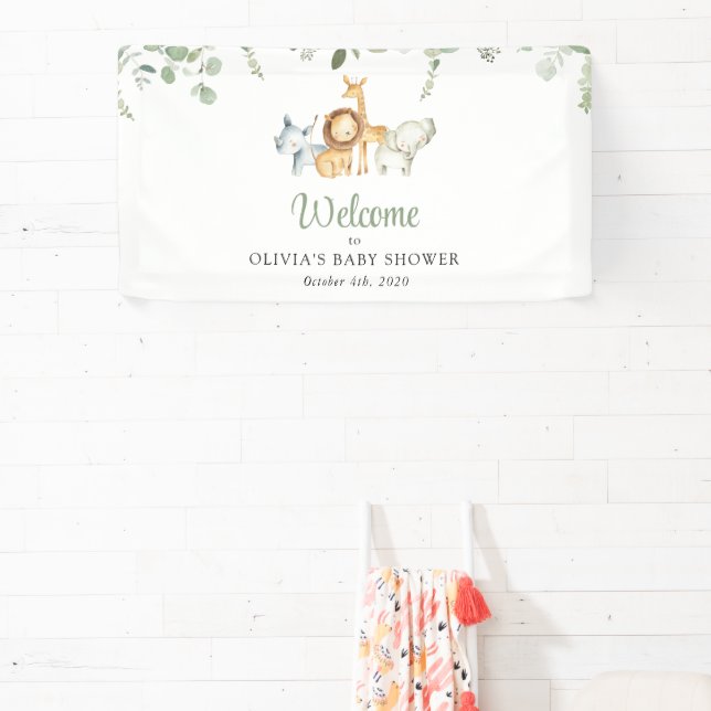 Safari Animals, Wild Animals, Baby Shower Welcome Banner (Insitu)