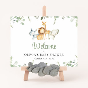 Safari Animals, Wild Animals, Baby Shower Welcome Poster