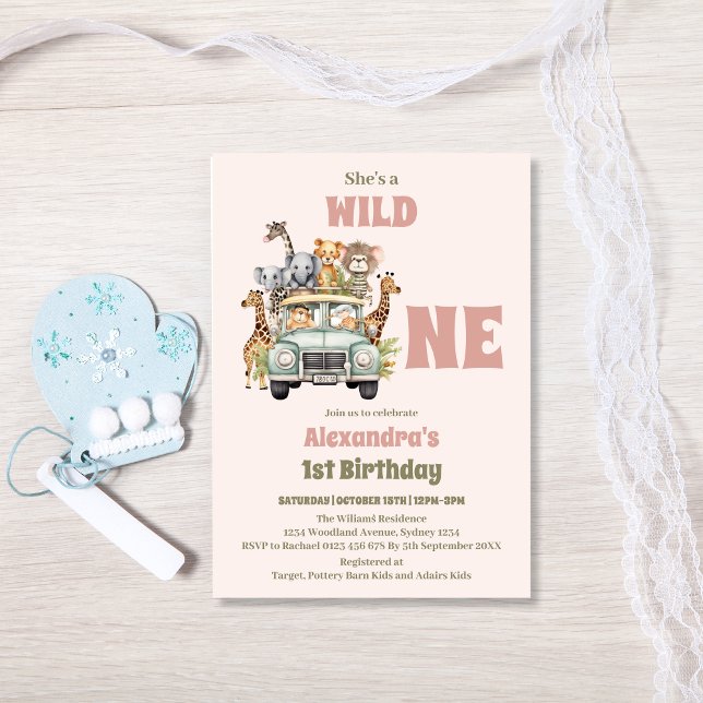 Safari Animals Wild One 1st Birtday Invitation (Creator Uploaded)