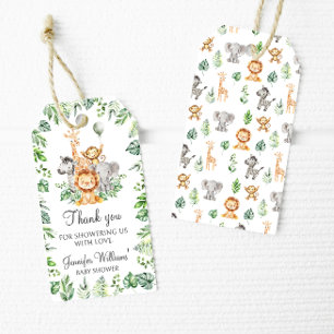 Safari Animals Wild One Baby Boy Shower Gift Tags
