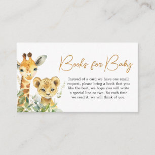 Safari Animals Wild One Baby Shower Books for Baby Enclosure Card