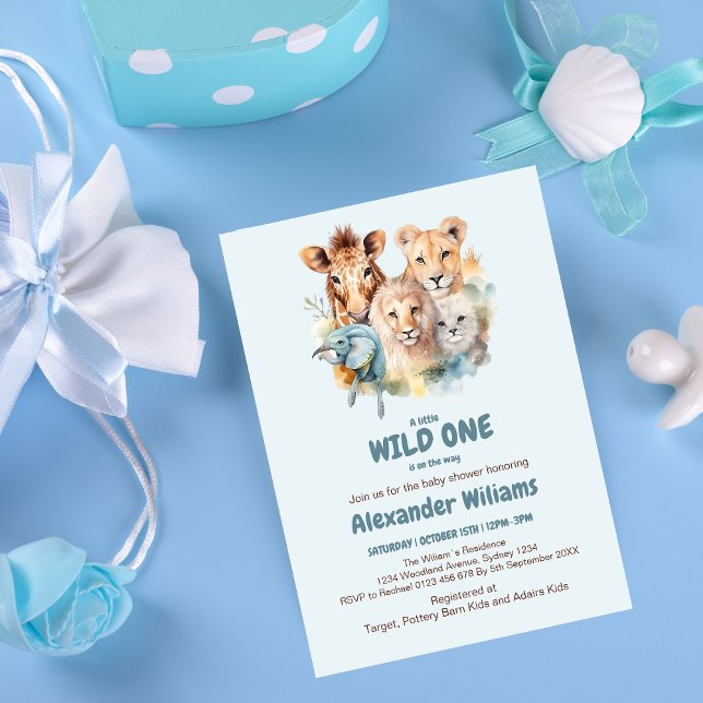 Safari Animals Wild One Baby Shower Invitation (Creator Uploaded)