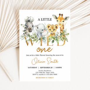 Safari Animals Wild One Baby Shower Invitation