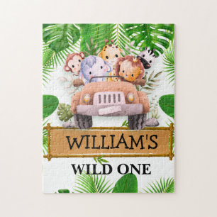 Safari Animals Wild One Birthday Jigsaw Puzzle