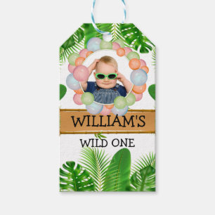 Safari Animals Wild One Birthday PHOTO Gift Tags