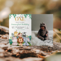 Safari Animals Wild One Birthday Photo