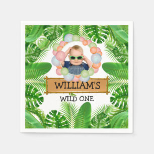 Safari Animals Wild One Birthday PHOTO Napkin