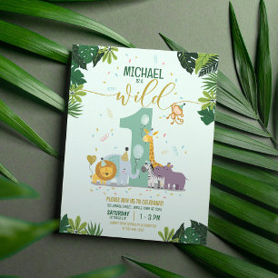 Safari Animals Wild One Budget Birthday Invitation
