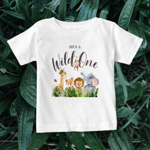 Safari Animals Wild One Children's Birthday Baby T-Shirt