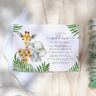Safari Animals Wild One Gender Neutral Baby Shower Invitation