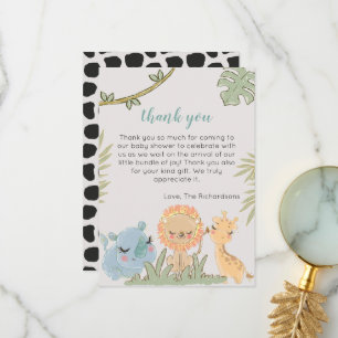 Safari Animals Wild One Gender Neutral Baby Shower Thank You Card