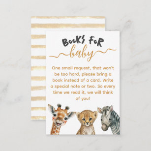 Safari animals wild one modern Baby Shower books Enclosure Card