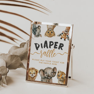 Safari animals wild one modern Baby Shower diaper Poster