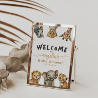 Safari animals wild one modern Baby Shower welcome
