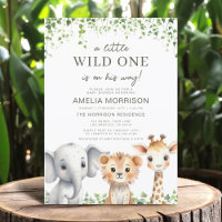 Safari Animals Wild One on His Way Boy Baby Shower