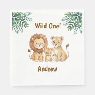 Safari Animals Wild One Personalised Name Napkin