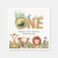 Safari Animals Wild One Photo Wood First Birthday 