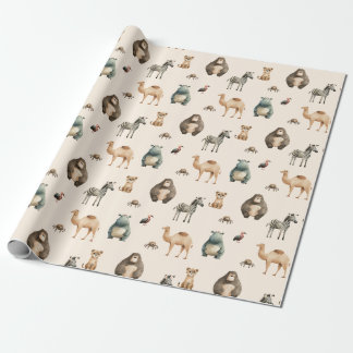 Safari Animals Zebra Lion Camel Hippo Wrapping Paper