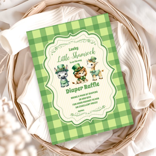 Safari Animlas Lucky Little Shamrock Diapper Raffl Enclosure Card (Creator Uploaded)