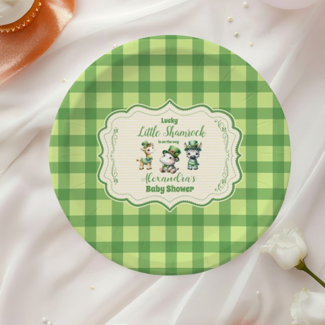 Safari Animlas Lucky Little Shamrock Paper Plate (Creator Uploaded)