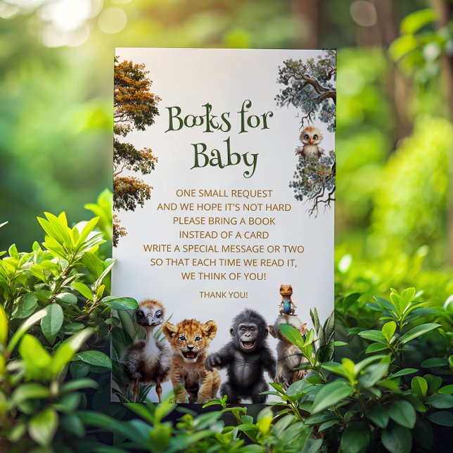 Safari Baby Animals Baby Shower Book Request  Enclosure Card (Creator Uploaded)