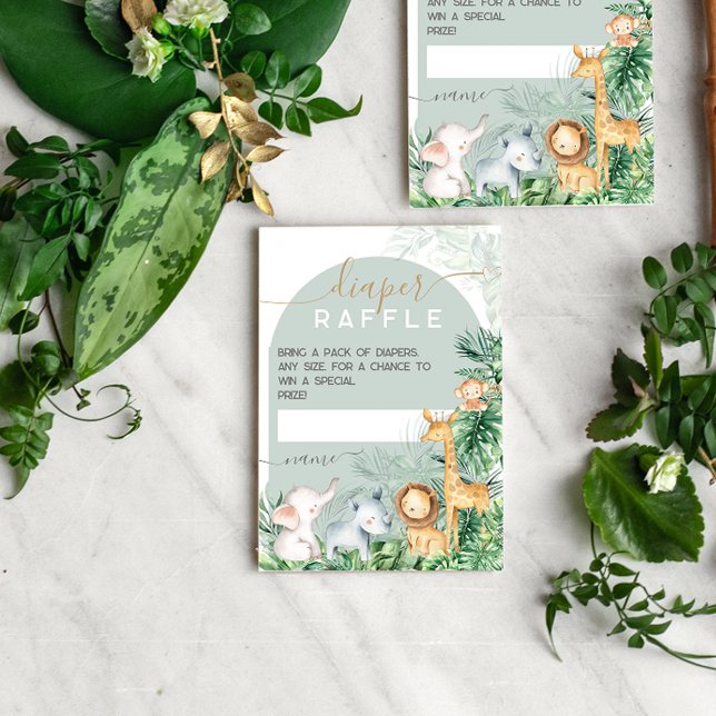 Safari Baby Animals Baby Shower Diaper Raffle  Enclosure Card (Creator Uploaded)