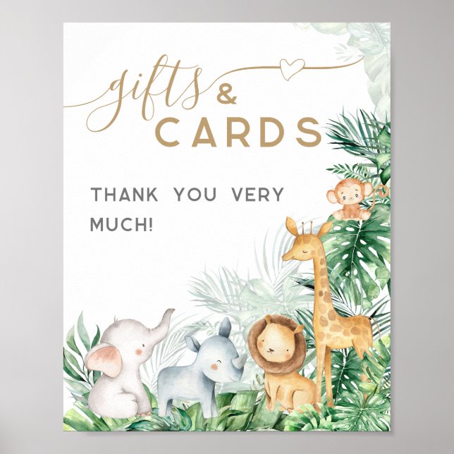Safari Baby Animals Baby Shower gift and card Poster (Front)