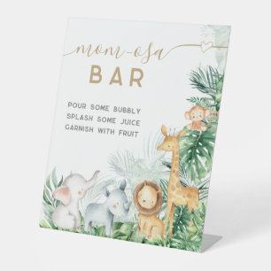 Safari Baby Animals Baby Shower Mum-osa bar Pedestal Sign