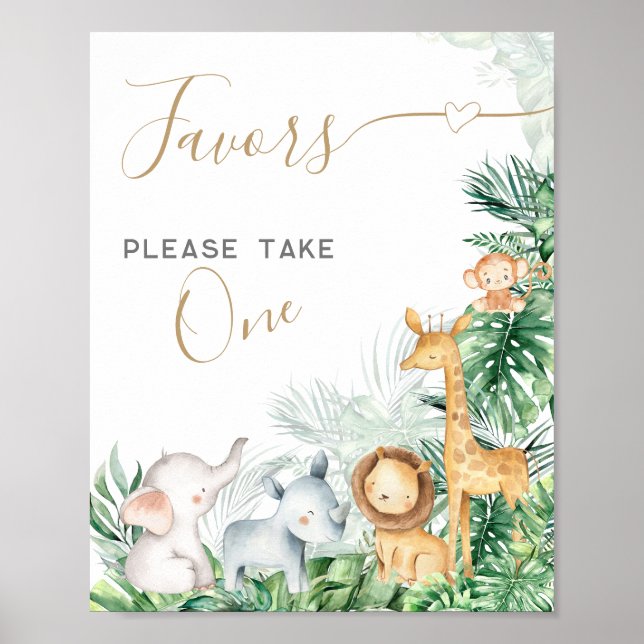 Safari Baby Animals Baby Shower Sweet favours Poster (Front)